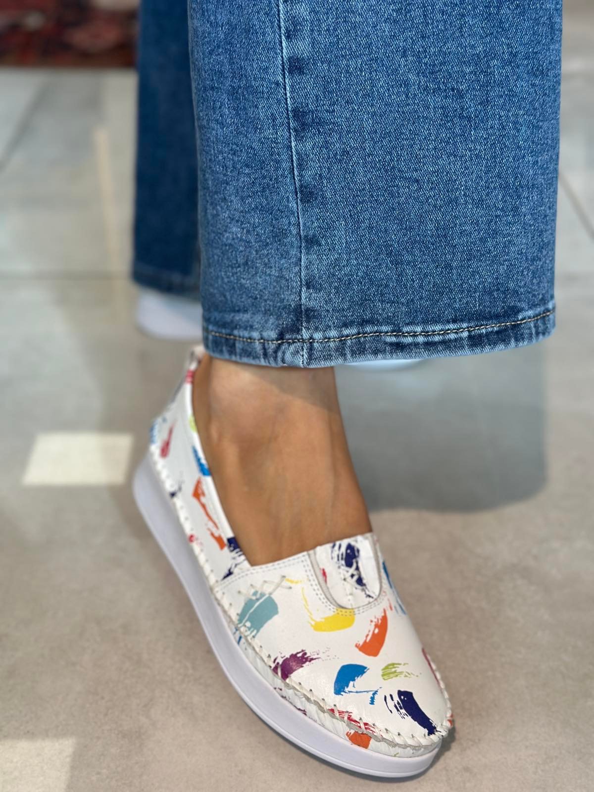 Tutto Bene BY3023 fehér mintás slipon