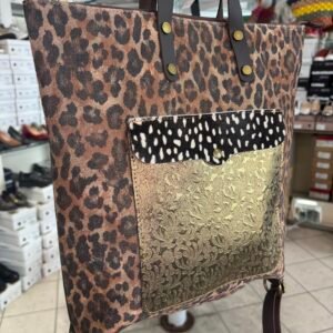 magellancipo Via ocelot-arany bőr hátitáska