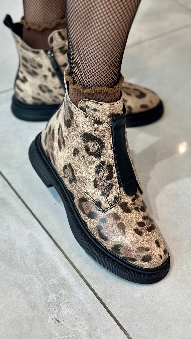 Tutto Bene G057 bézs ocelot bokacipő