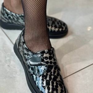 Tutto Bene 7504 ezüst-fekete slipon